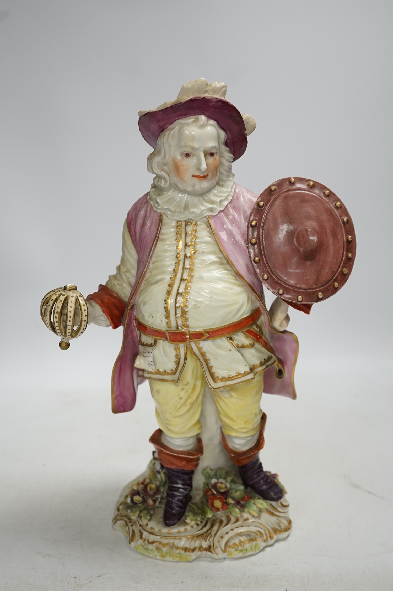 A Derby figure of David Garrick as Richard III, early 19th century, (lacking original sword), 31cm. Condition - poor